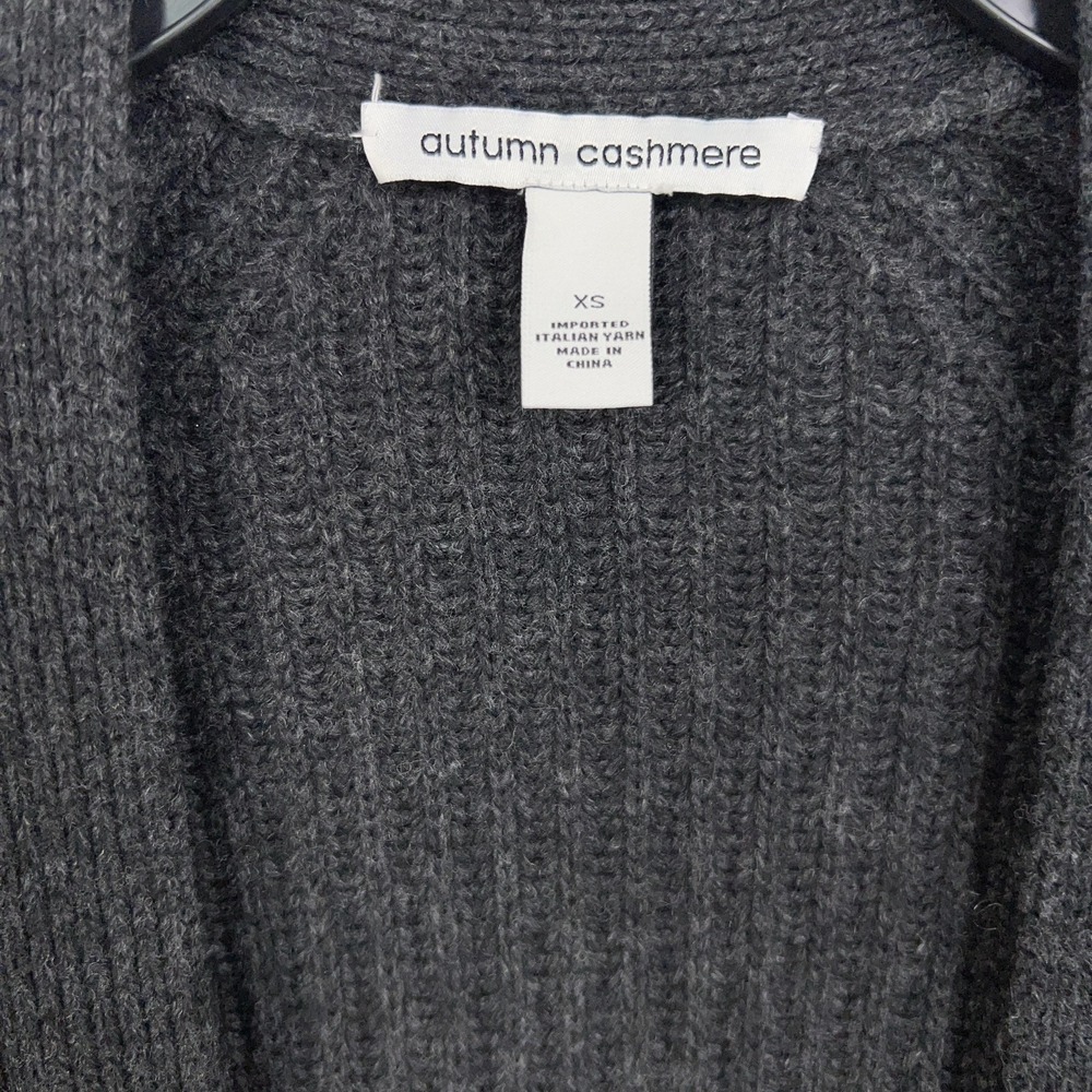 Autumn Cashmere Cardigan Sweater Womens XS Gray Ribbed Open Lace Up Sides Knit - Picture 4 of 12
